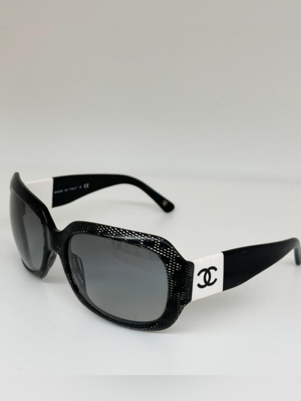 CHANEL 5146 Black White Lace CC Oversized Sunglasses 25/3C Made in Italy